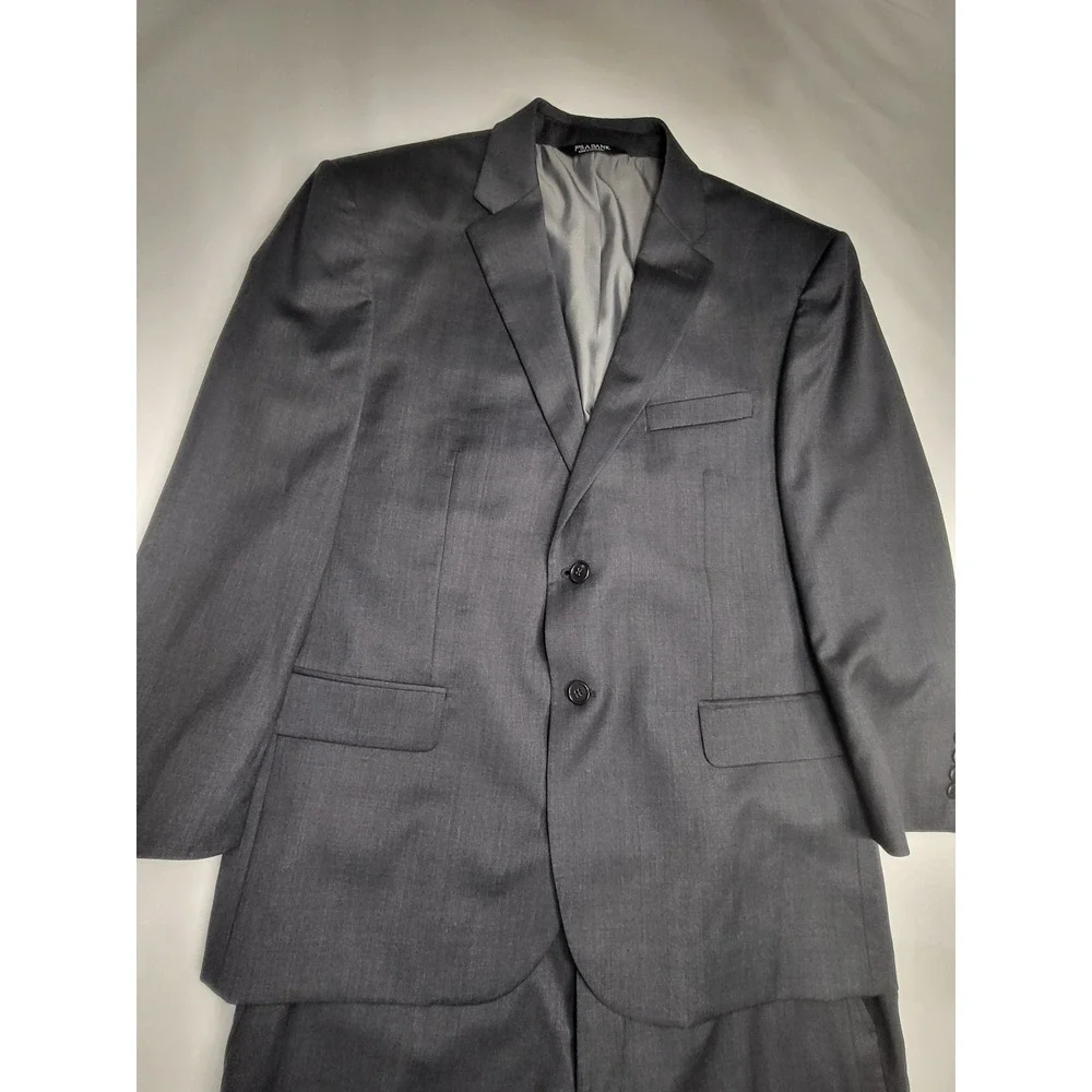 Jos. A. Bank 44 Short/38 Waist Mens 2 Piece Suit Charcoal Gray Blazer Pants Set